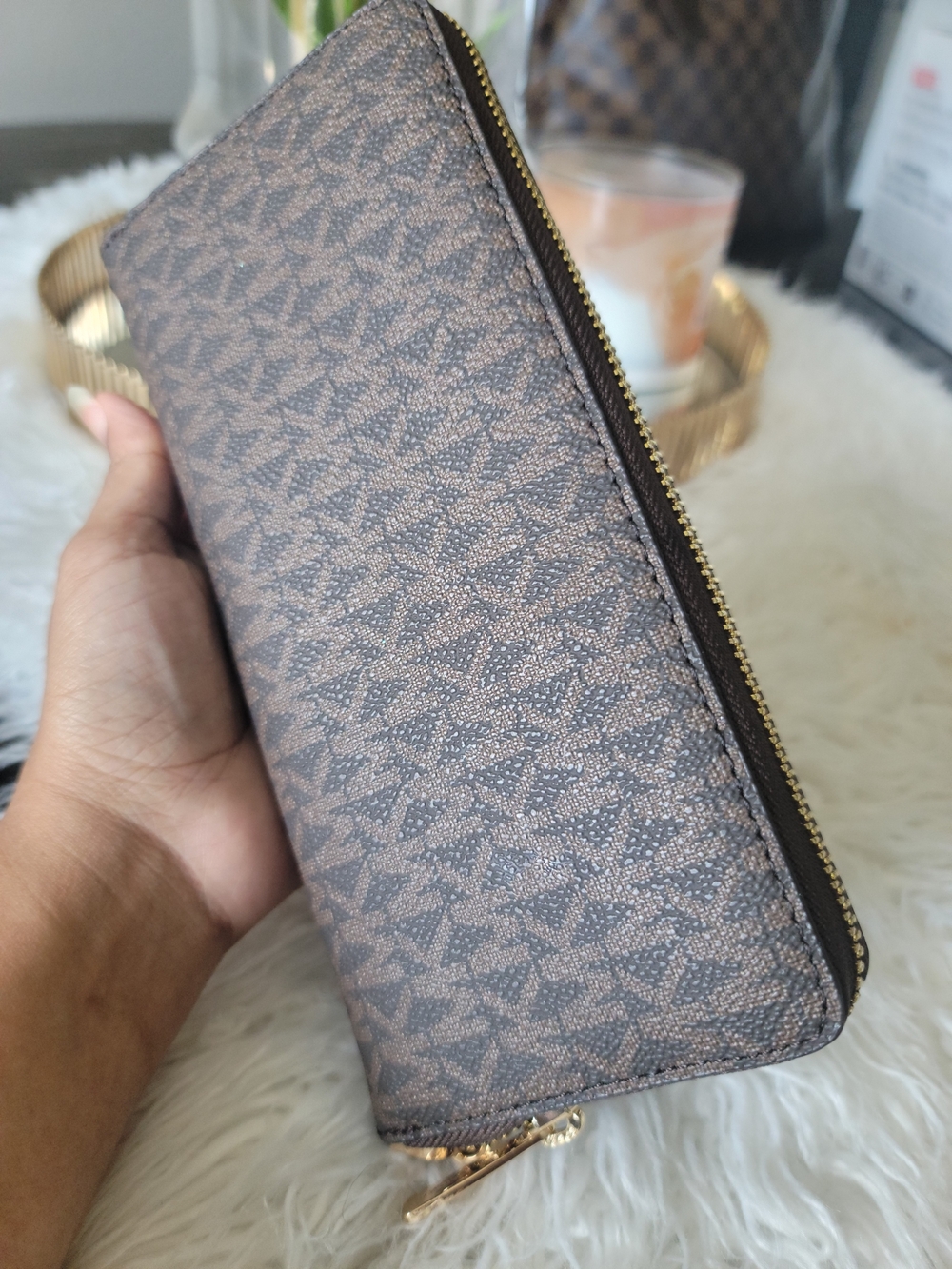 Michael Kors Brown Logo Zip Wallet - Picture 3 of 6